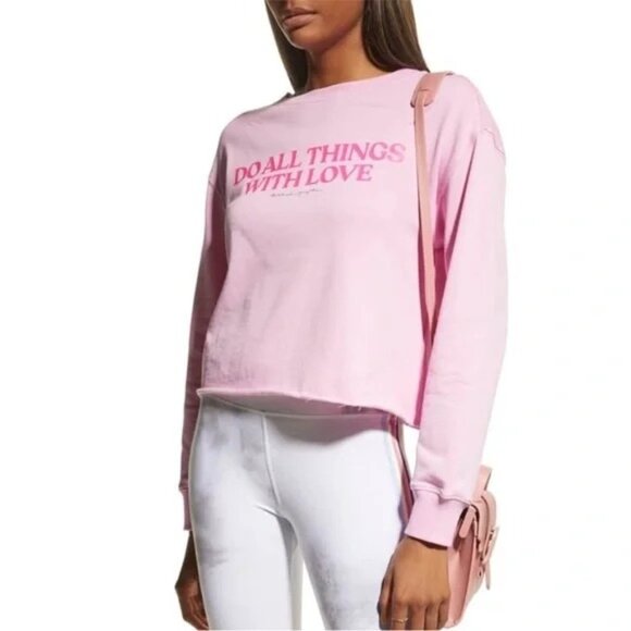 Spiritual Gangster Pink "Do All Things With Love" Womens Cropped Sweatshirt Medi - Picture 1 of 6